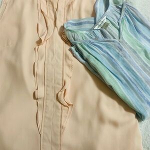 2 beautiful Christopher & Banks Soft Peach and blue with white Blouses!